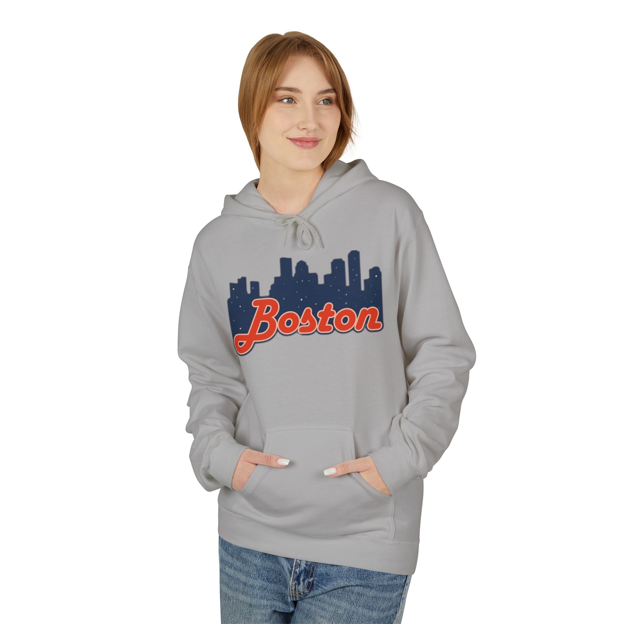 Boston Skyline Hoodie – Retro Script City Sweatshirt