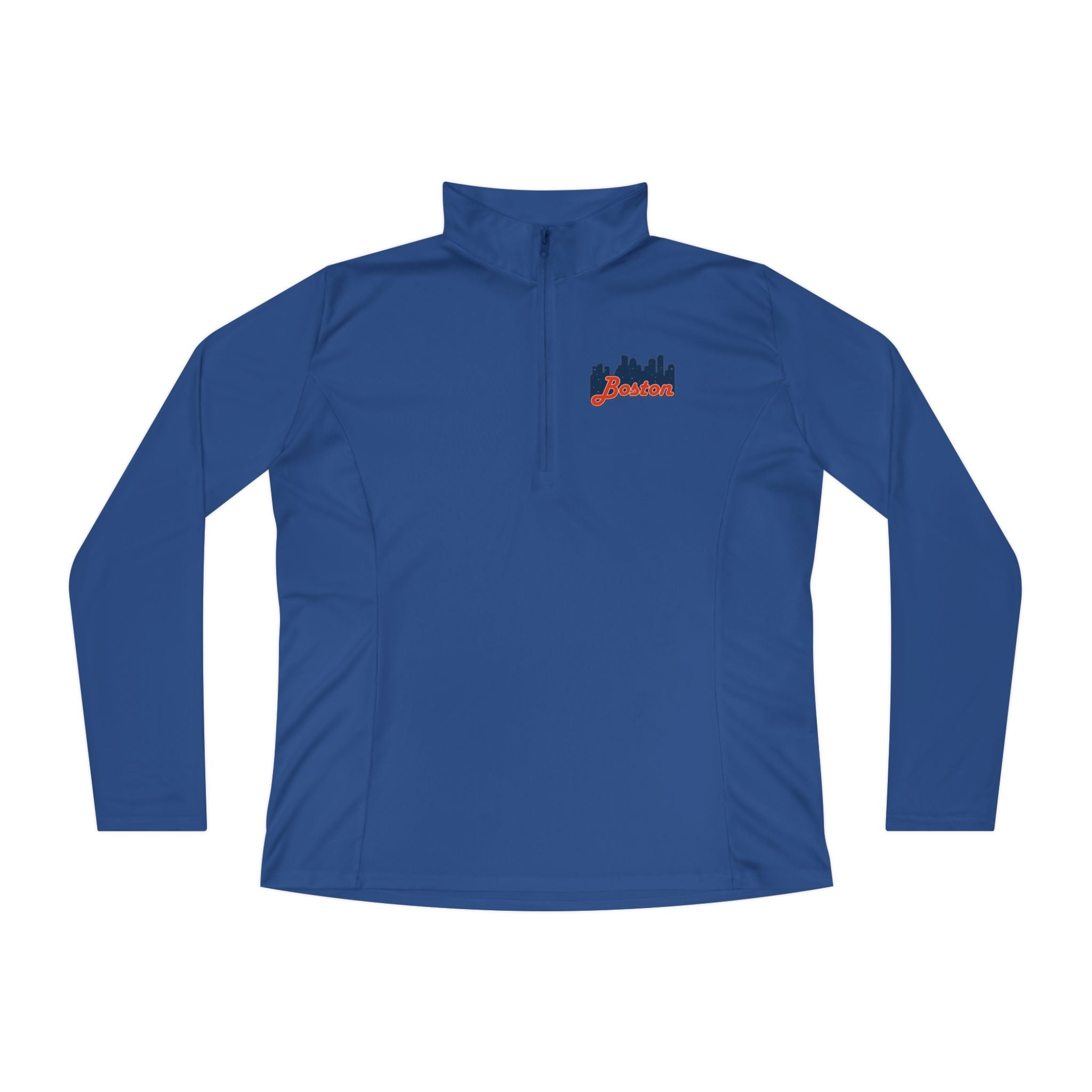 Ladies Quarter-Zip Pullover — Retro Script Skyline Logo