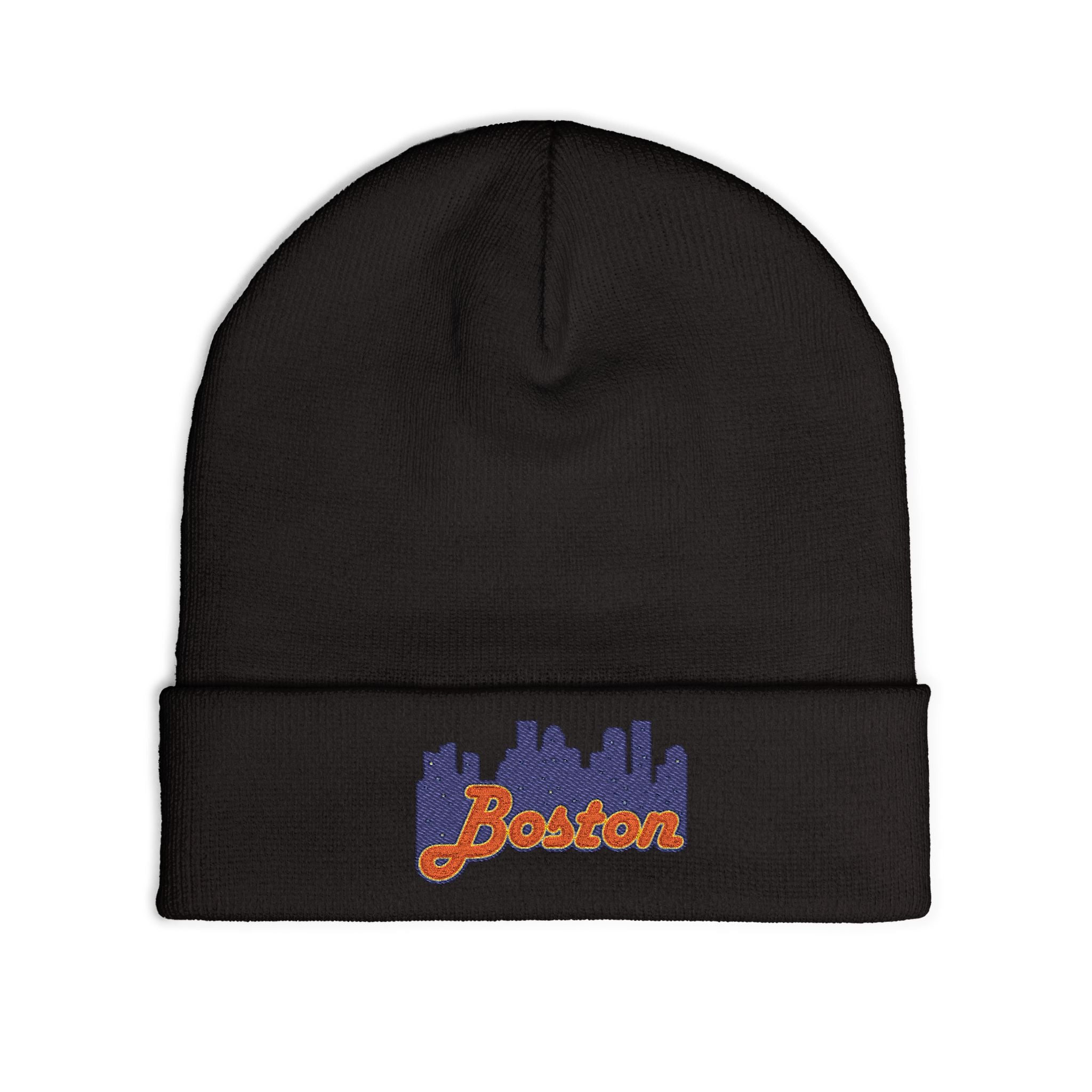 Boston Skyline Embroidered Beanie — Knit Winter Hat