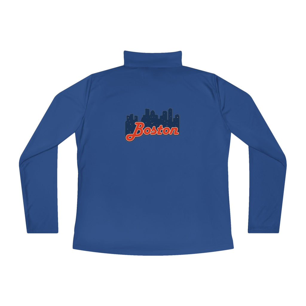 Ladies Quarter-Zip Pullover — Retro Script Skyline Logo