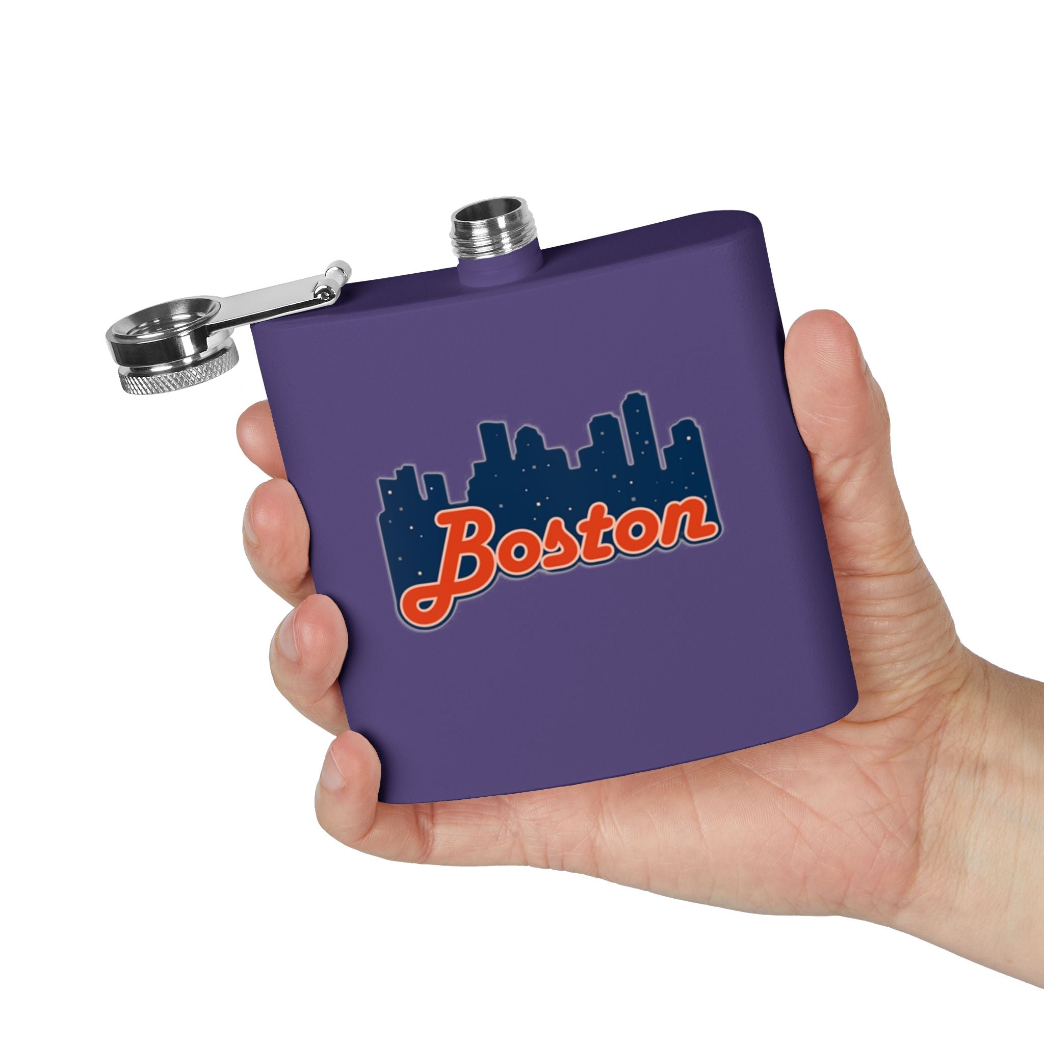 Boston Skyline Stainless Steel Flask — 6oz Travel Hip Flask