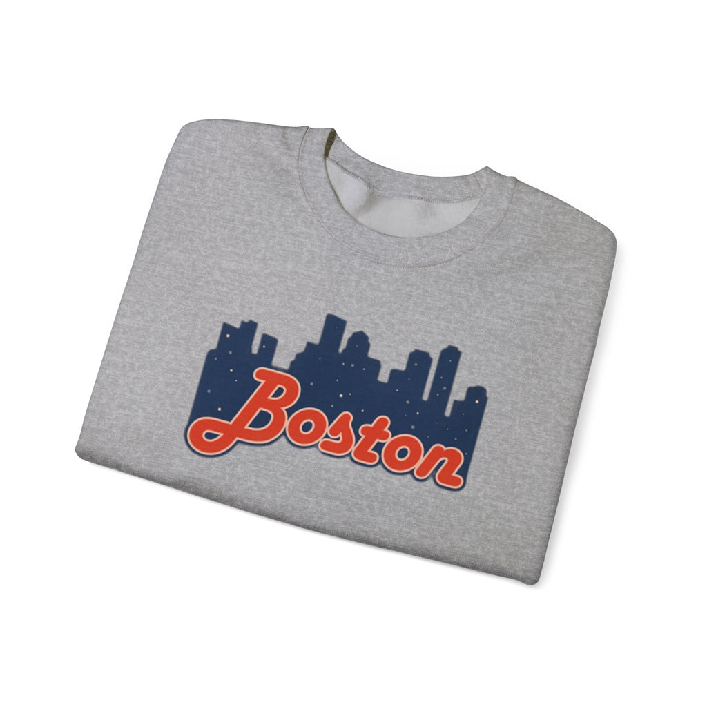 Boston Skyline Crewneck Sweatshirt – Retro Script Cityscape