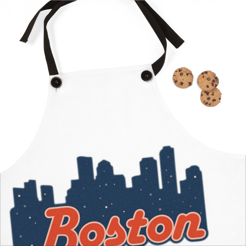 Boston Skyline Apron — Retro Script City Chef Apron