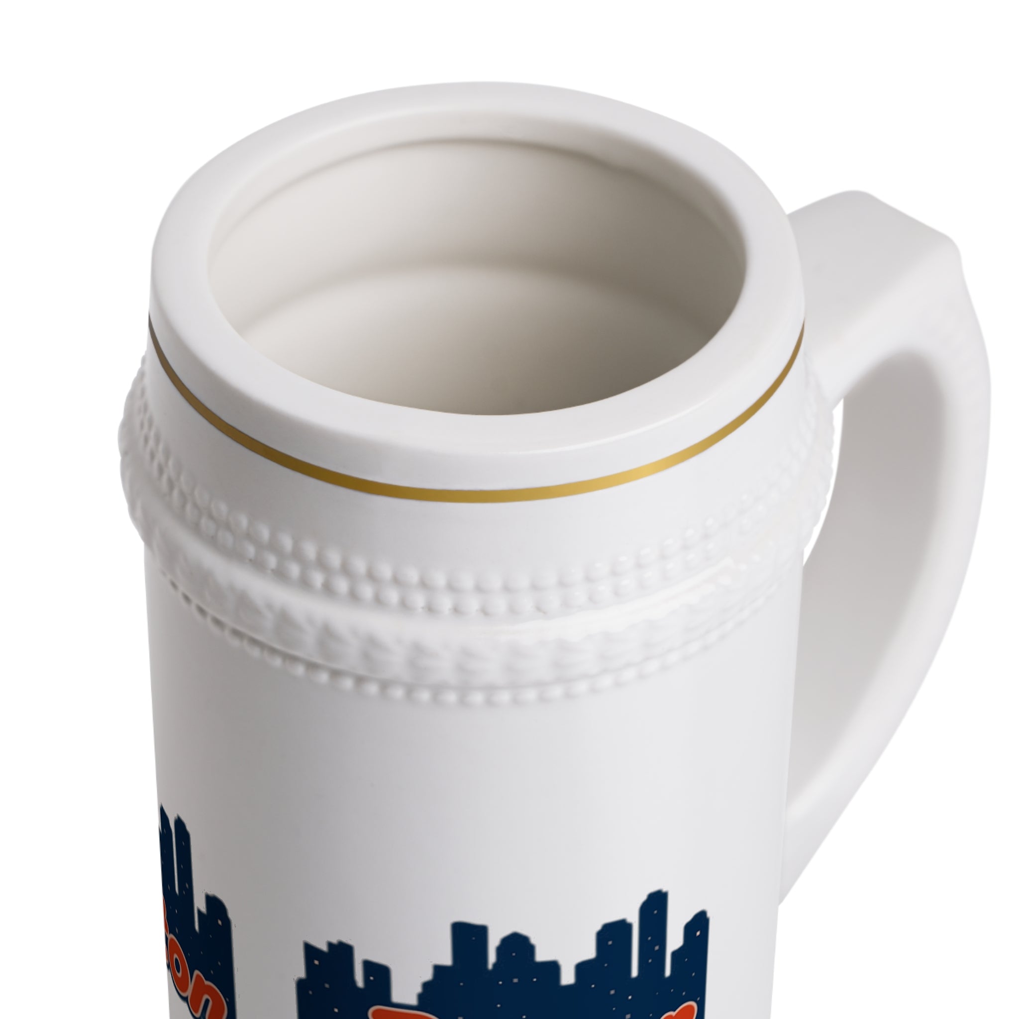 Boston Skyline Stein Mug — Retro Script Cityscape Ceramic Beer Stein