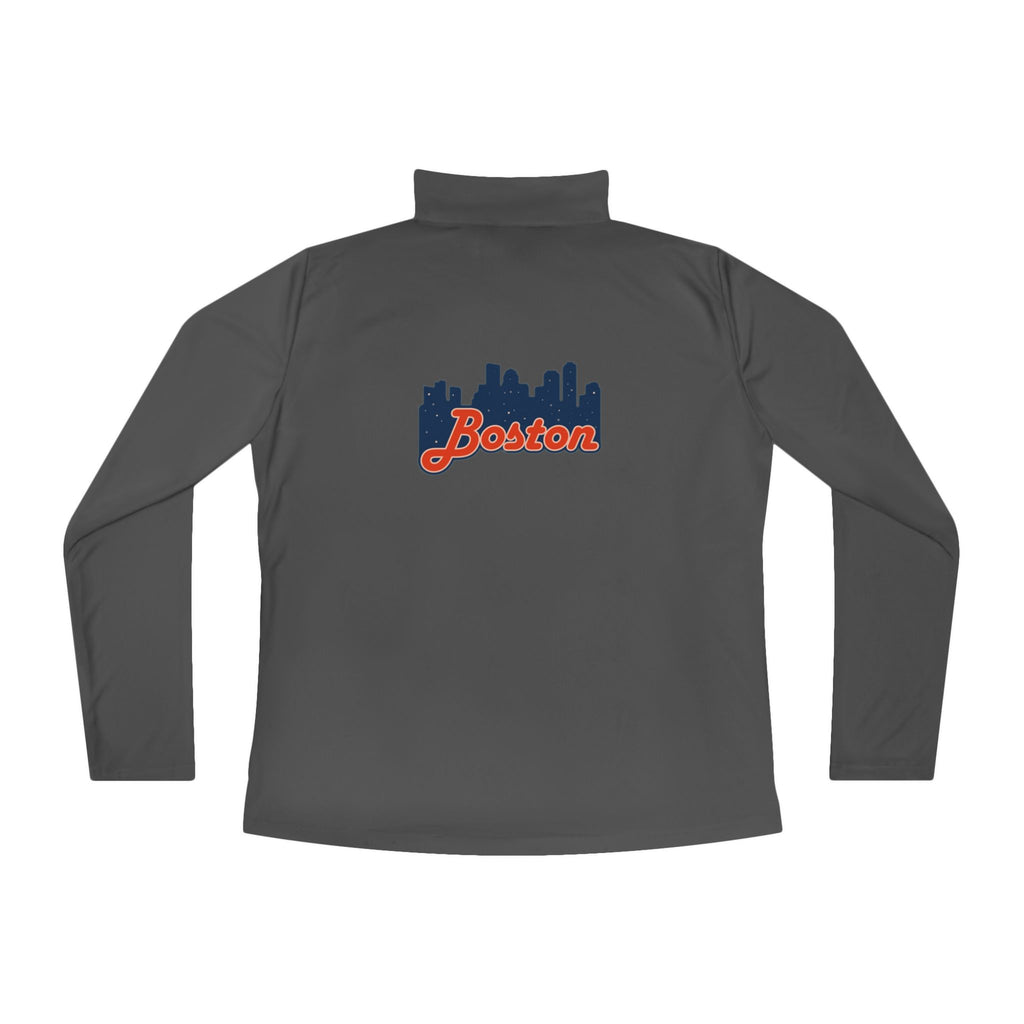 Ladies Quarter-Zip Pullover — Retro Script Skyline Logo