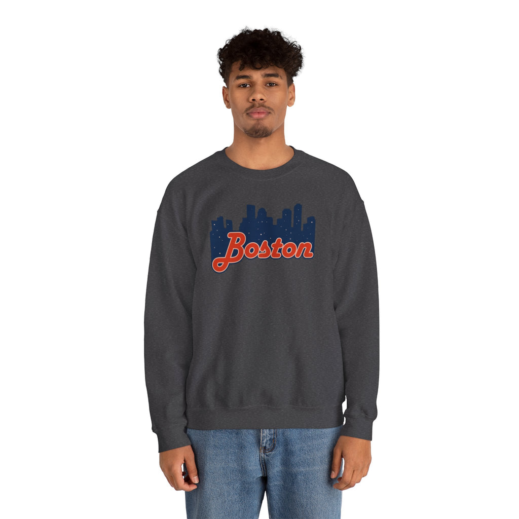 Boston Skyline Crewneck Sweatshirt – Retro Script Cityscape