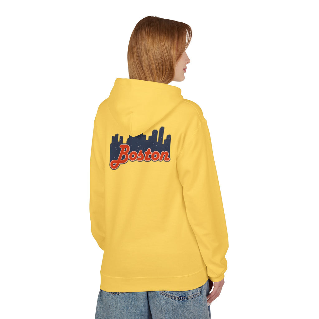Boston Skyline Hoodie — Retro Script City Skyline Pullover