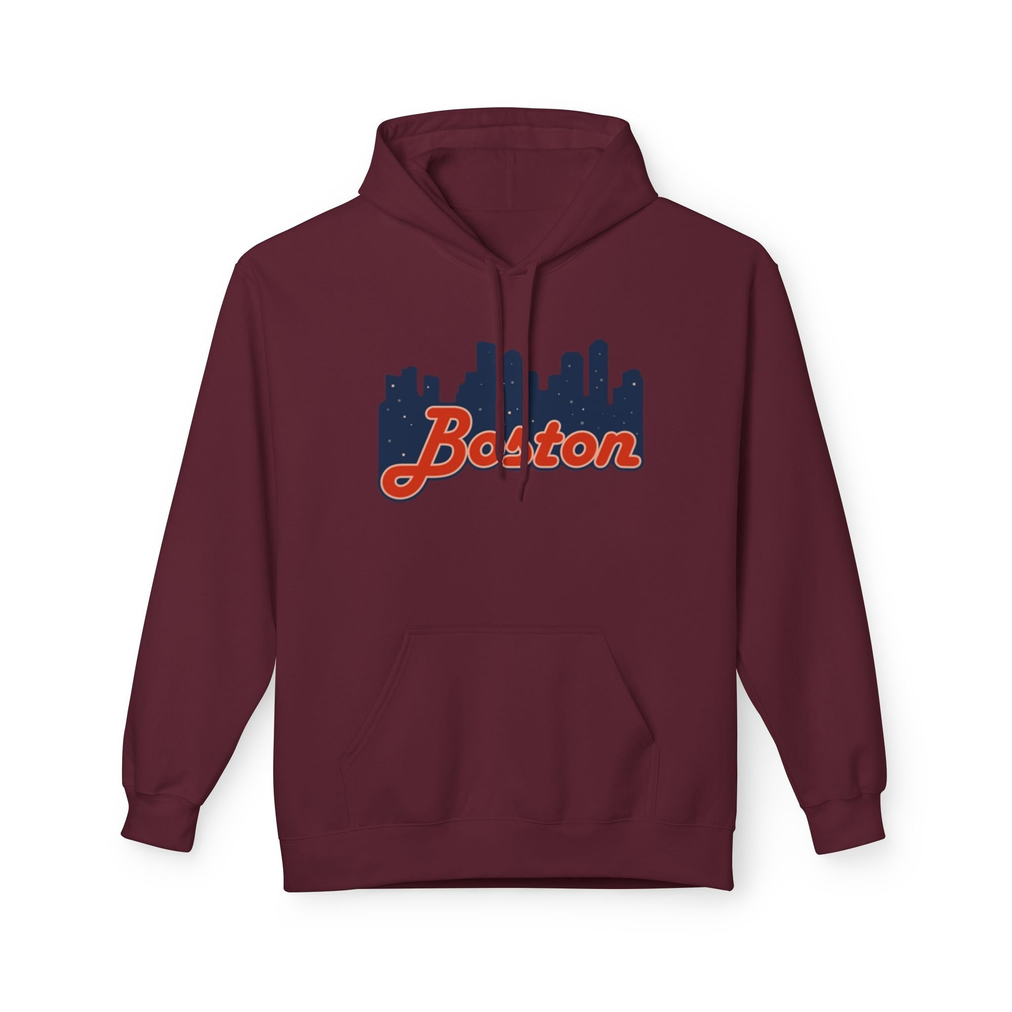 Boston Skyline Hoodie — Retro Script City Skyline Pullover