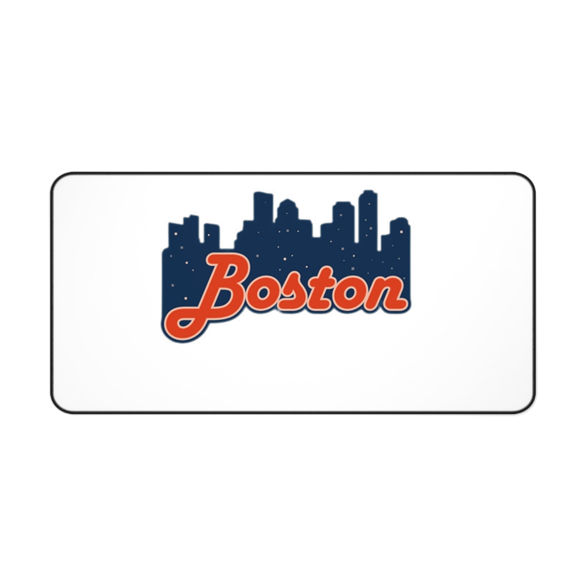 Boston Skyline Desk Mat — Retro Script Mouse Pad for Home Office & Gamers