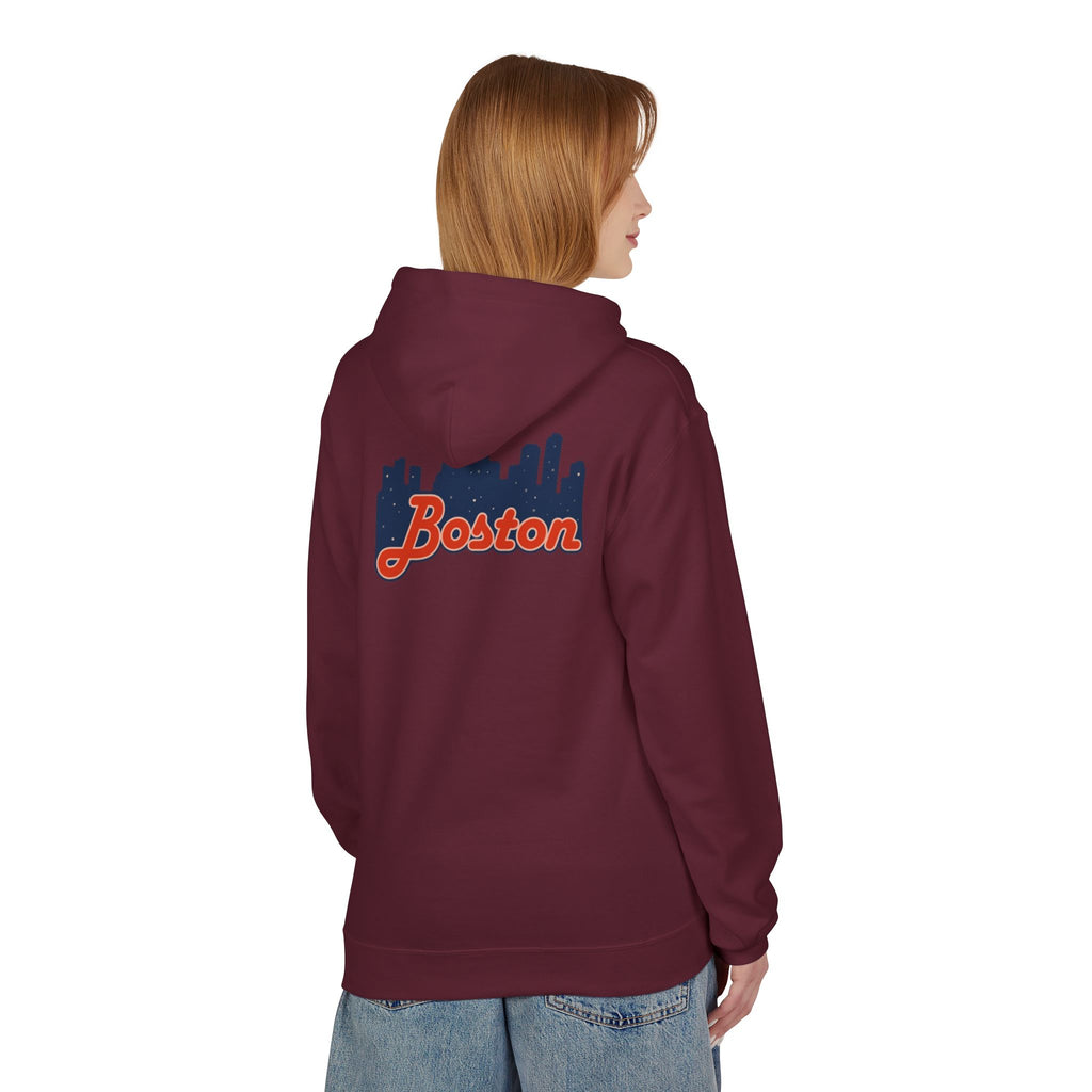 Boston Skyline Hoodie — Retro Script City Skyline Pullover