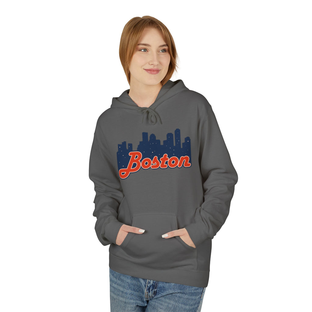Boston Skyline Hoodie — Retro Script City Skyline Pullover