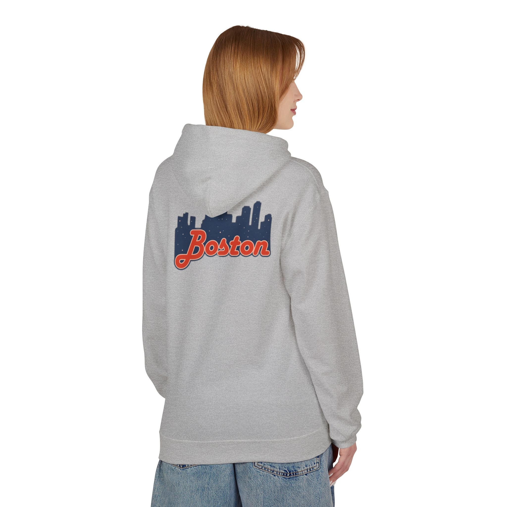 Boston Skyline Hoodie — Retro Script City Skyline Pullover