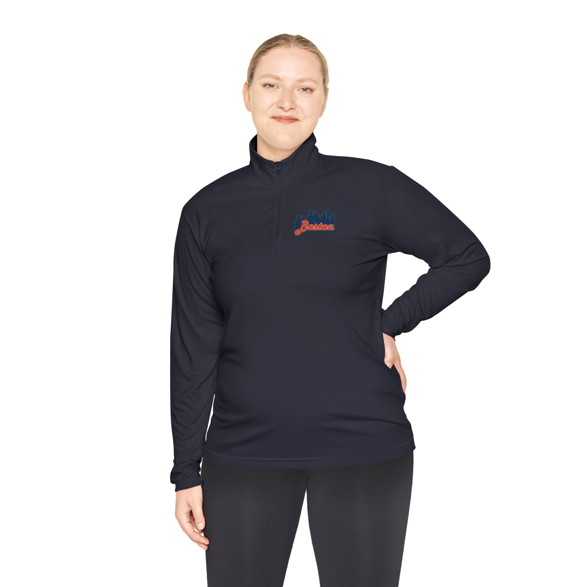 Quarter-Zip Pullover — Boston Skyline Script Logo