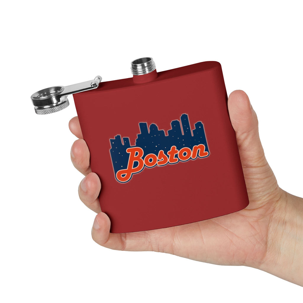 Boston Skyline Stainless Steel Flask — 6oz Travel Hip Flask