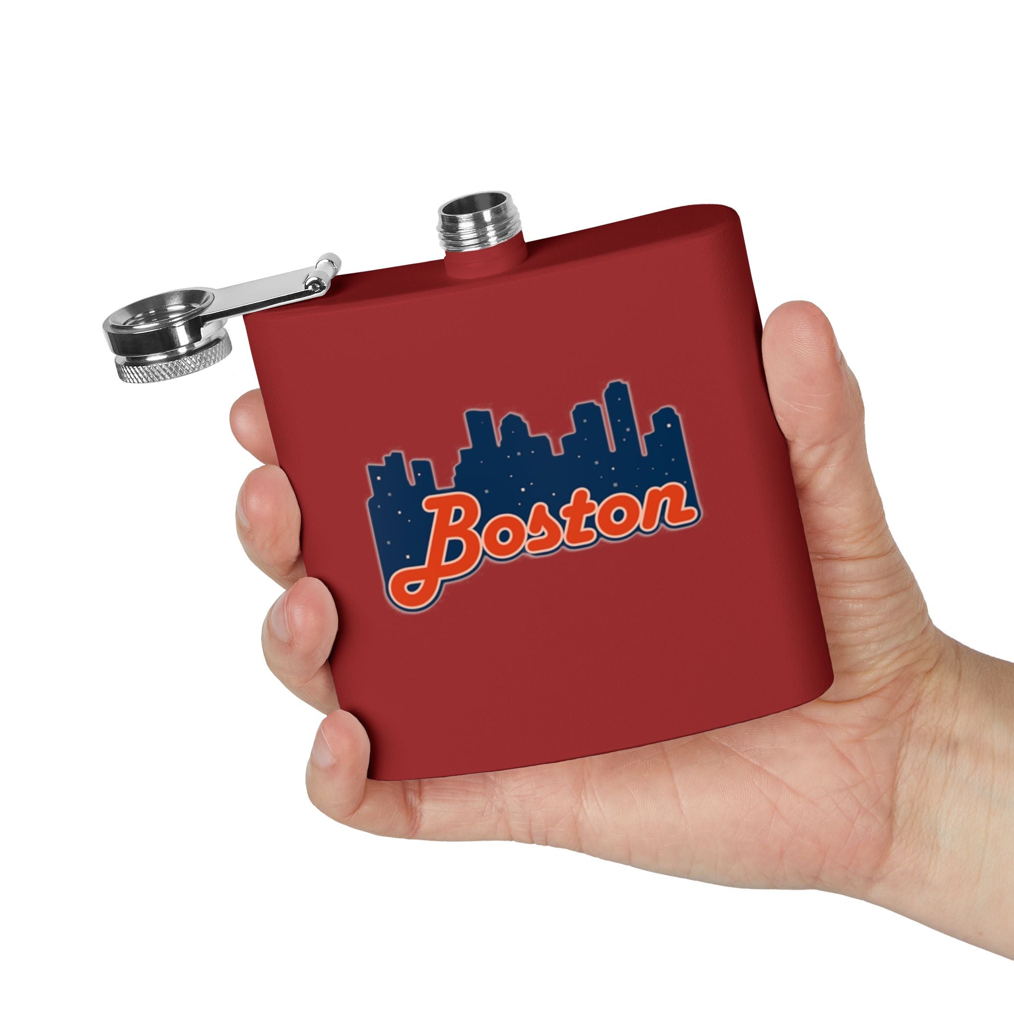 Boston Skyline Stainless Steel Flask — 6oz Travel Hip Flask