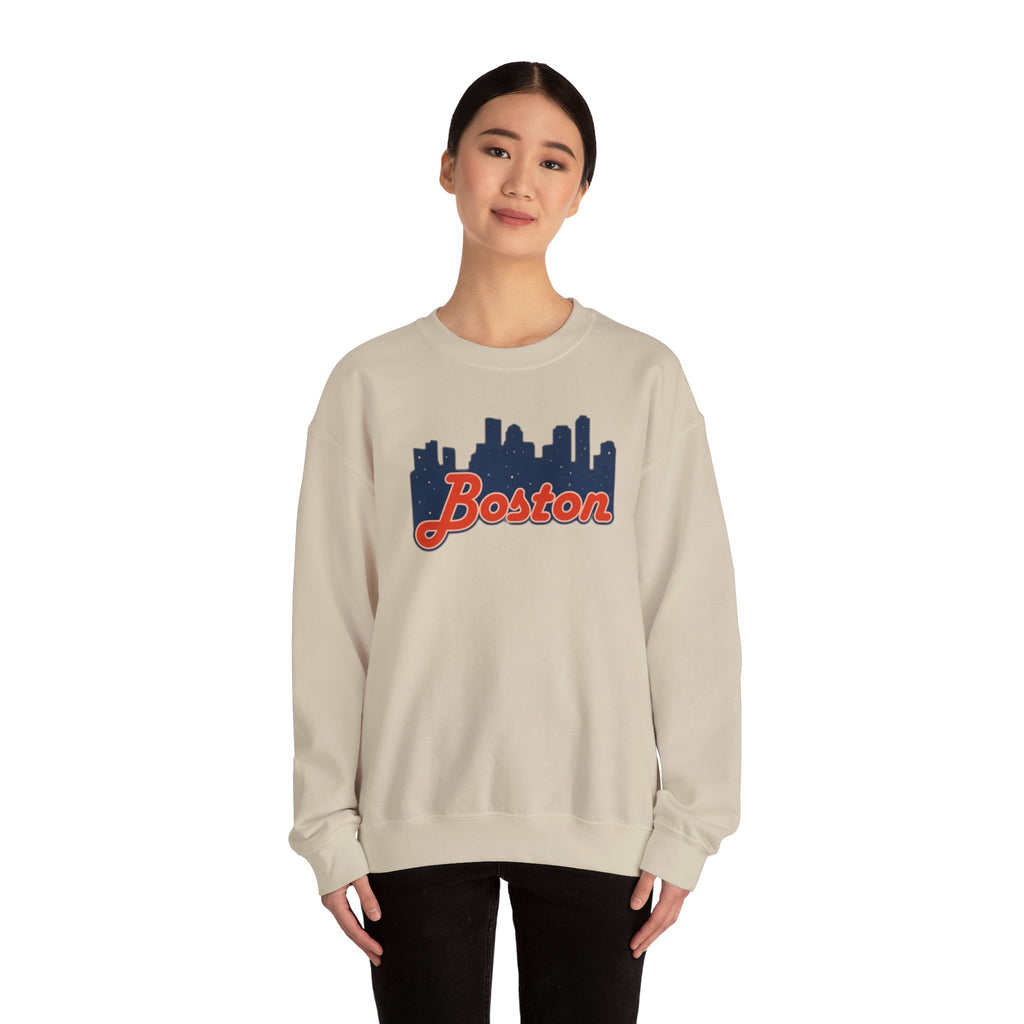 Boston Skyline Crewneck Sweatshirt – Retro Script Cityscape