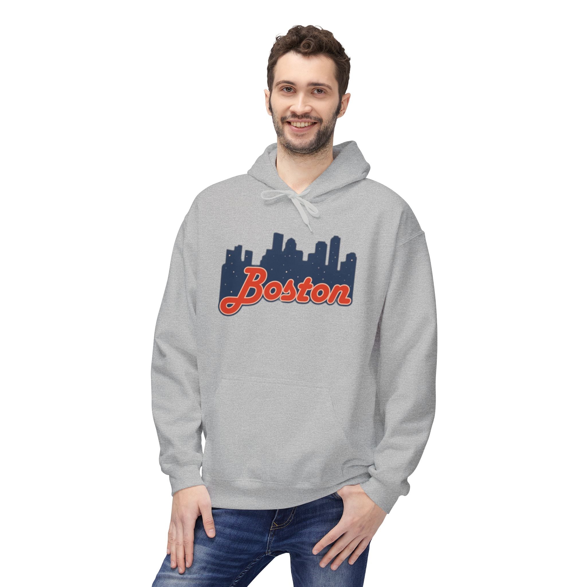 Boston Skyline Hoodie — Retro Script City Skyline Pullover