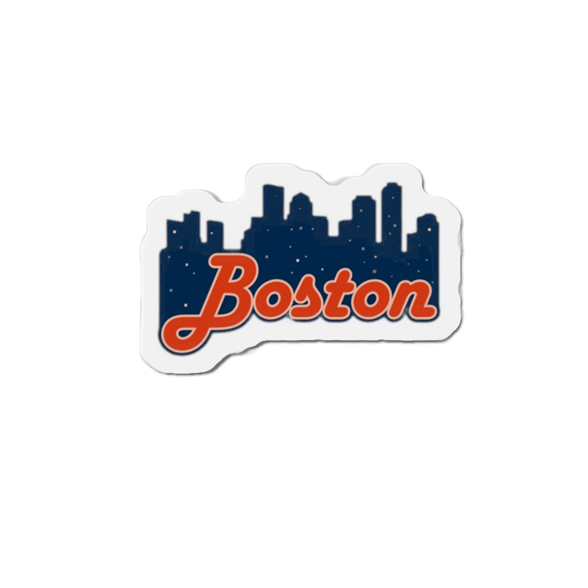 Boston Skyline Die-Cut Magnet – Retro Script City Souvenir