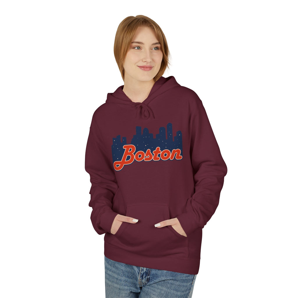Boston Skyline Hoodie — Retro Script City Skyline Pullover